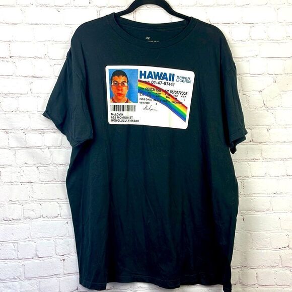 Superbad McLovin Hawaii Driver's License Black Graphic Tee.  Unisex 2X - Picture 1 of 5
